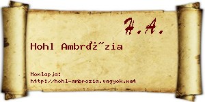 Hohl Ambrózia névjegykártya